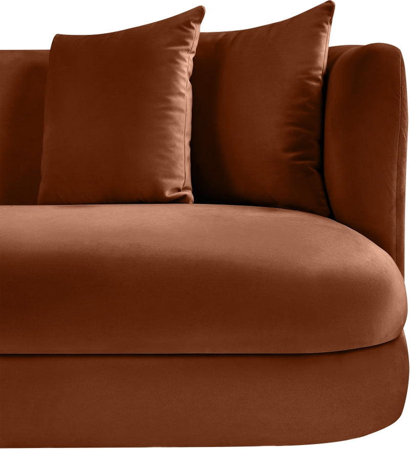 Alder 66" Velvet Upholstered Loveseat in Cognac - 699Cognac-L