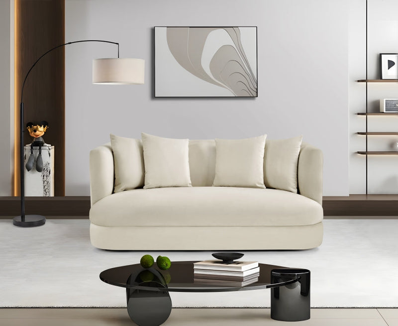 Alder 66" Velvet Upholstered Loveseat in Cream - 699Cream-L