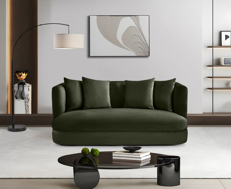 Alder 66" Velvet Upholstered Loveseat in Green - 699Green-L