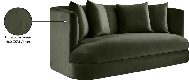 Alder 66" Velvet Upholstered Loveseat in Green - 699Green-L