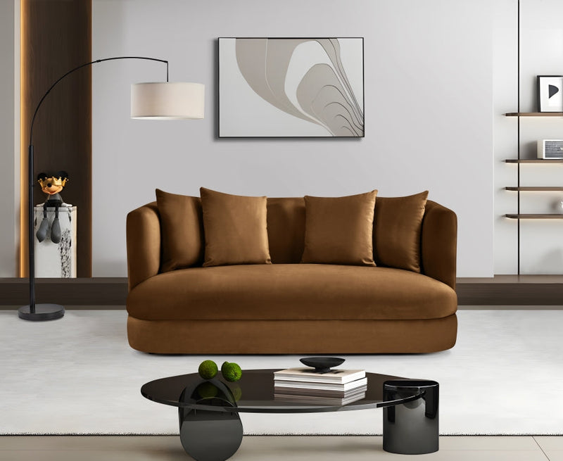 Alder 66" Velvet Upholstered Loveseat in Saddle - 699Saddle-L