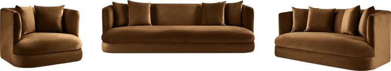 Alder 66" Velvet Upholstered Loveseat in Saddle - 699Saddle-L