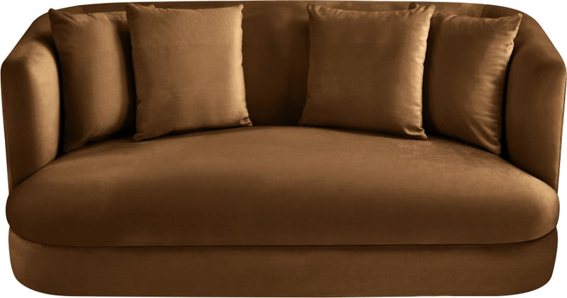 Alder 66" Velvet Upholstered Loveseat in Saddle - 699Saddle-L