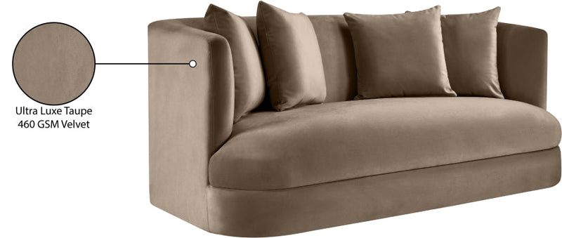 Alder 66" Velvet Upholstered Loveseat in Taupe - 699Taupe-L