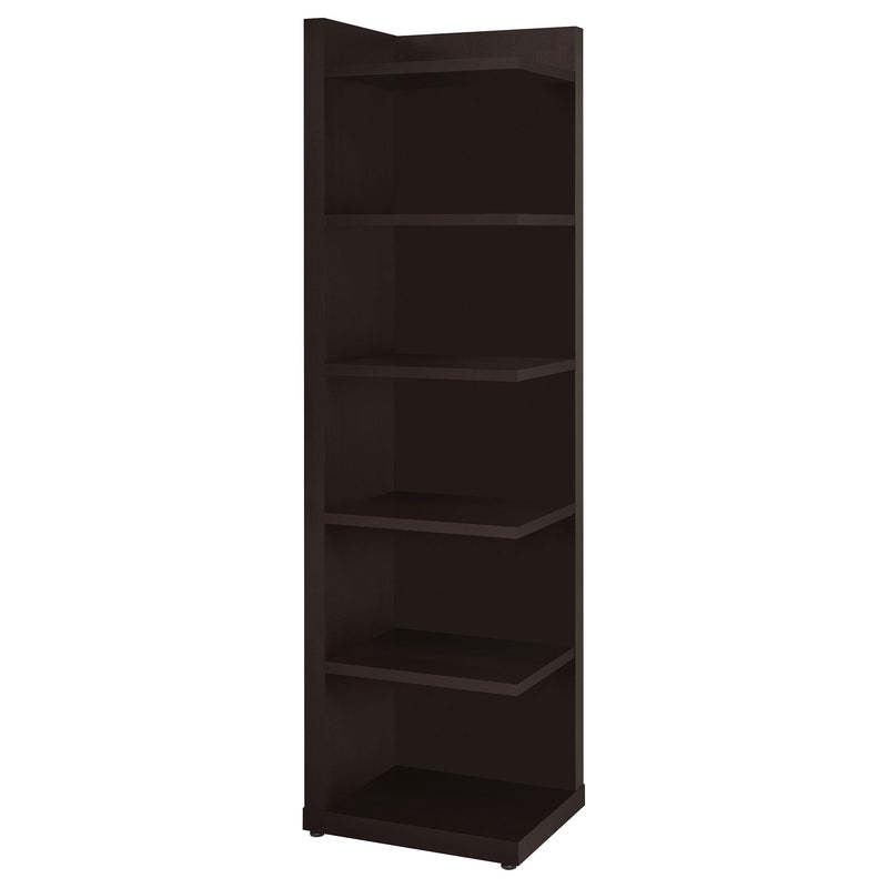 Alder 71-inch 6-shelf Corner Bookcase Cappuccino - 800270
