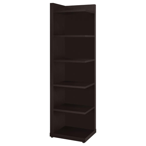 Alder 71-inch 6-shelf Corner Bookcase Cappuccino - 800270