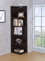 Alder 71-inch 6-shelf Corner Bookcase Cappuccino - 800270