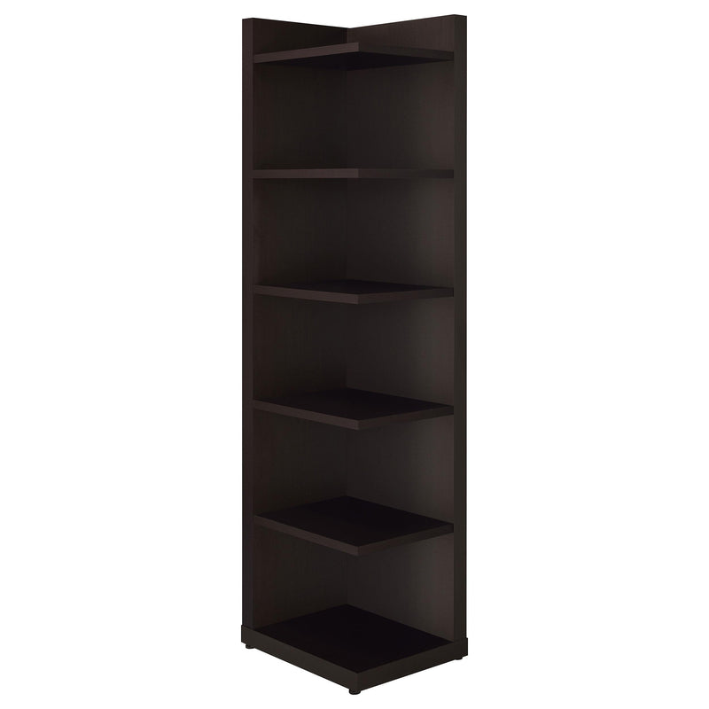 Alder 71-inch 6-shelf Corner Bookcase Cappuccino - 800270