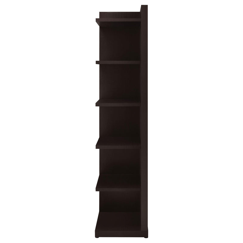 Alder 71-inch 6-shelf Corner Bookcase Cappuccino - 800270