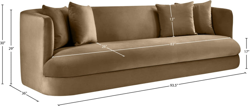 Alder 93.5" Velvet Upholstered Sofa in Beige - 699Beige-S