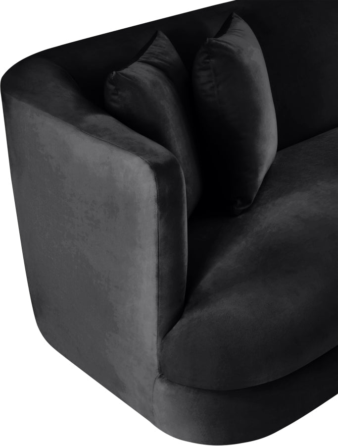Alder 93.5" Velvet Upholstered Sofa in Black - 699Black-S