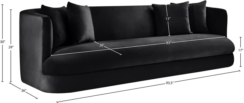 Alder 93.5" Velvet Upholstered Sofa in Black - 699Black-S