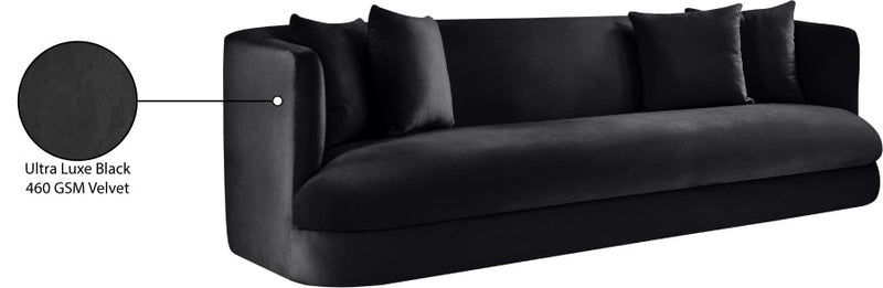 Alder 93.5" Velvet Upholstered Sofa in Black - 699Black-S
