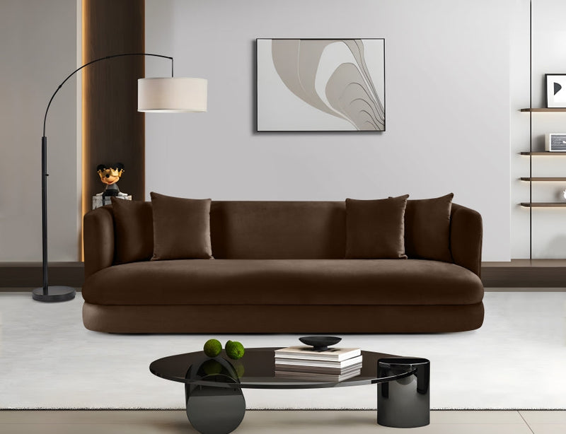 Alder 93.5" Velvet Upholstered Sofa in Brown - 699Brown-S