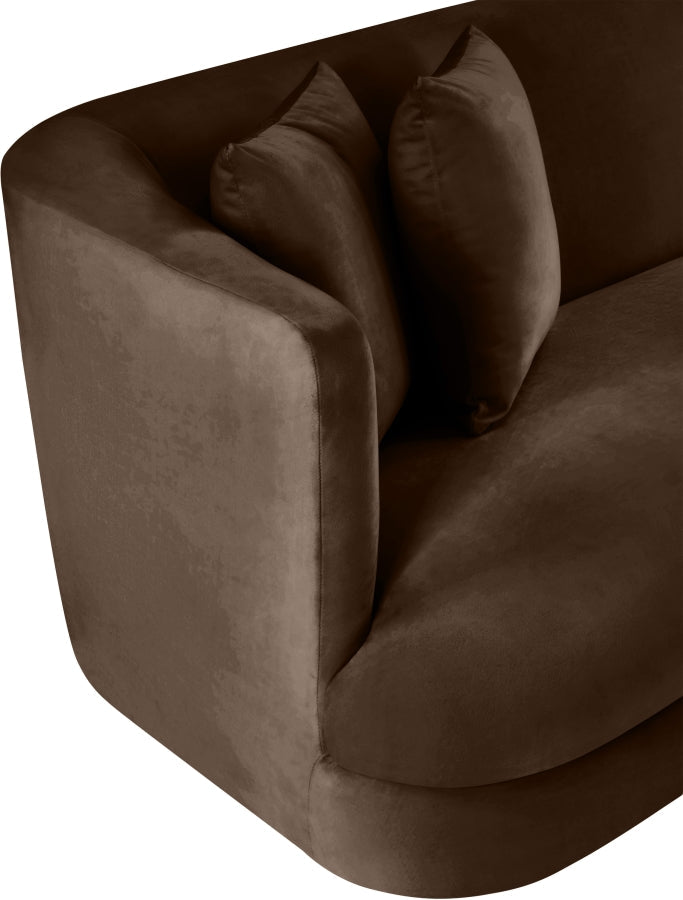 Alder 93.5" Velvet Upholstered Sofa in Brown - 699Brown-S