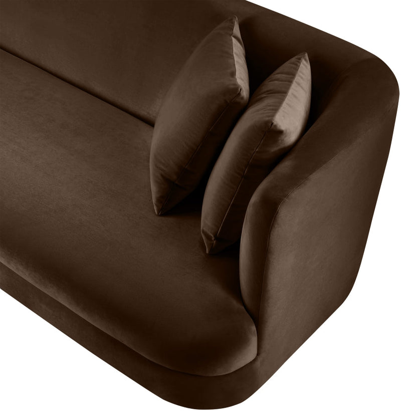 Alder 93.5" Velvet Upholstered Sofa in Brown - 699Brown-S