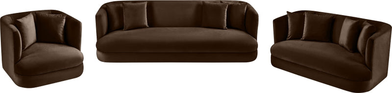 Alder 93.5" Velvet Upholstered Sofa in Brown - 699Brown-S