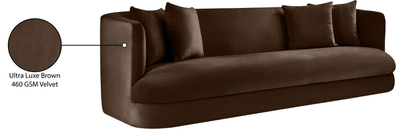 Alder 93.5" Velvet Upholstered Sofa in Brown - 699Brown-S