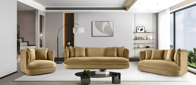 Alder 93.5" Velvet Upholstered Sofa in Camel - 699Camel-S