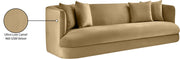 Alder 93.5" Velvet Upholstered Sofa in Camel - 699Camel-S