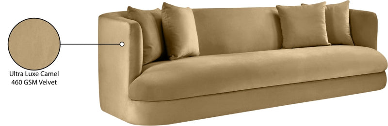 Alder 93.5" Velvet Upholstered Sofa in Camel - 699Camel-S