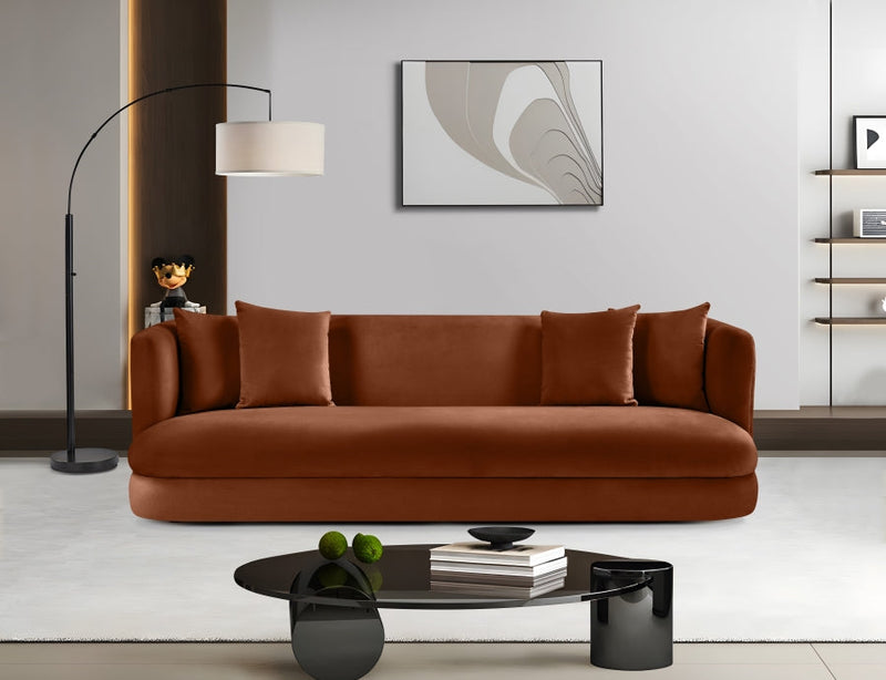 Alder 93.5" Velvet Upholstered Sofa in Cognac - 699Cognac-S