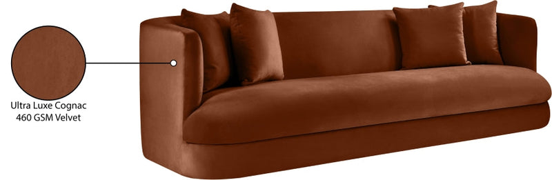 Alder 93.5" Velvet Upholstered Sofa in Cognac - 699Cognac-S