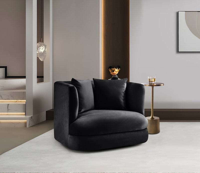 Alder Velvet Upholstered Accent Chair in Black - 699Black-C