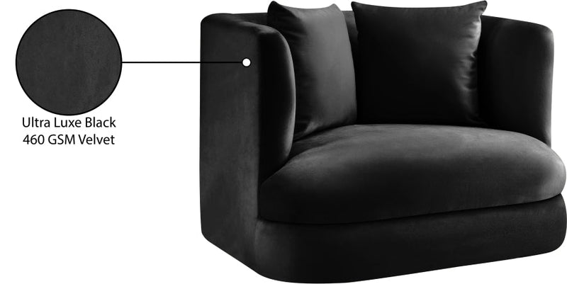 Alder Velvet Upholstered Accent Chair in Black - 699Black-C