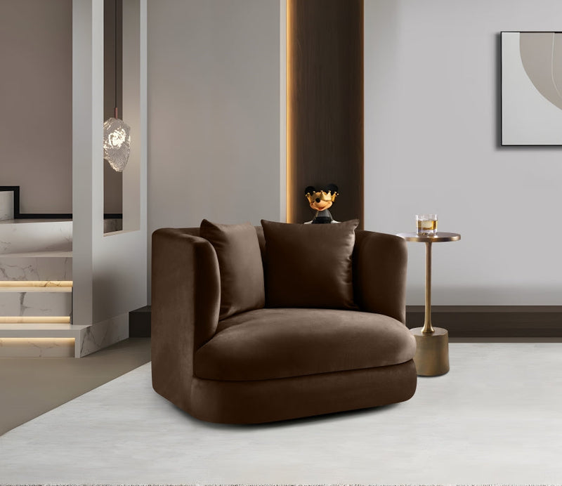 Alder Velvet Upholstered Accent Chair in Brown - 699Brown-C