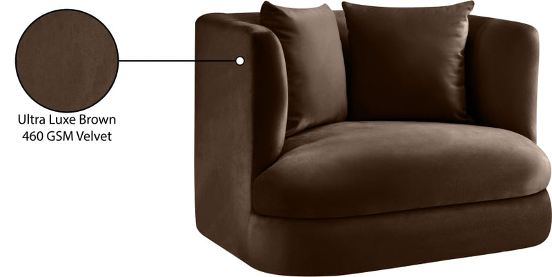 Alder Velvet Upholstered Accent Chair in Brown - 699Brown-C