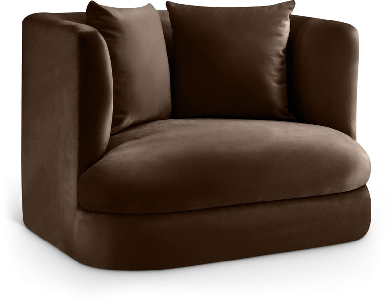 Alder Velvet Upholstered Accent Chair in Brown - 699Brown-C
