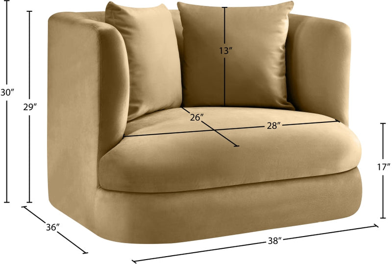 Alder Velvet Upholstered Accent Chair in Camel - 699Camel-C