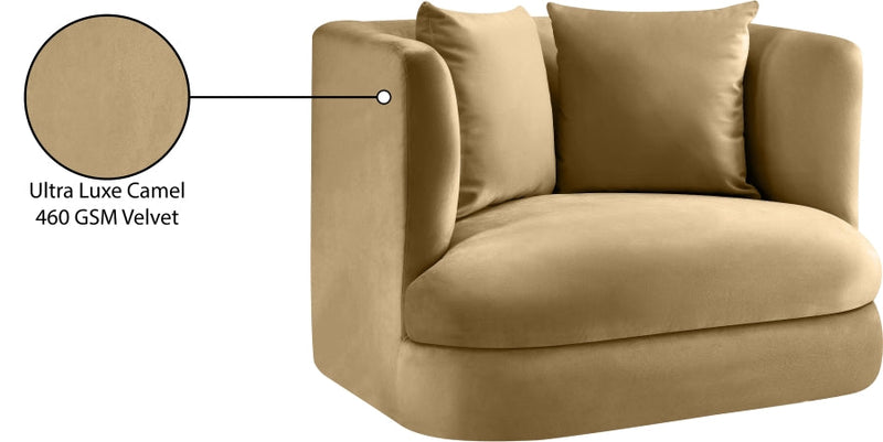 Alder Velvet Upholstered Accent Chair in Camel - 699Camel-C
