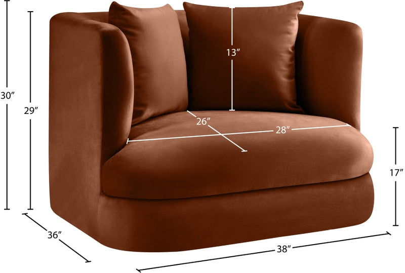 Alder Velvet Upholstered Accent Chair in Cognac - 699Cognac-C