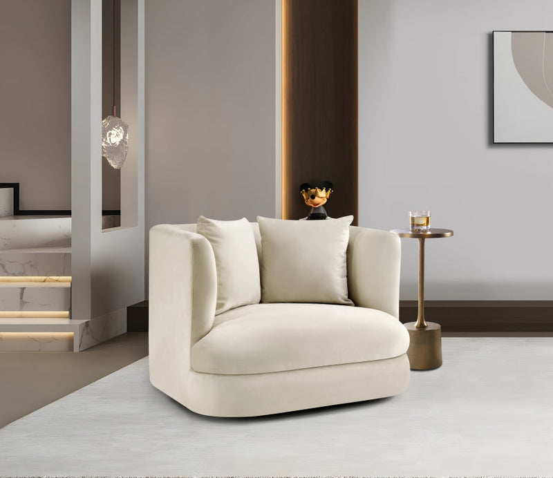 Alder Velvet Upholstered Accent Chair in Cream - 699Cream-C