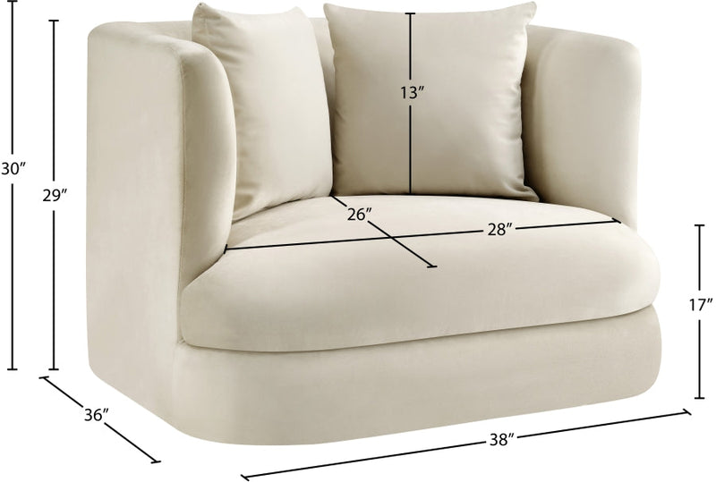 Alder Velvet Upholstered Accent Chair in Cream - 699Cream-C