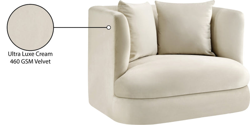 Alder Velvet Upholstered Accent Chair in Cream - 699Cream-C