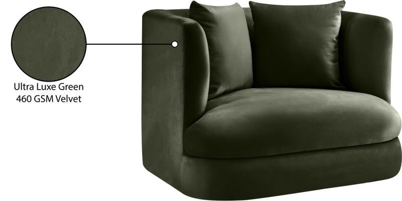 Alder Velvet Upholstered Accent Chair in Green - 699Green-C