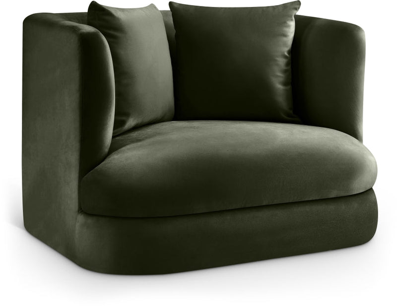Alder Velvet Upholstered Accent Chair in Green - 699Green-C