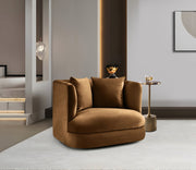 Alder Velvet Upholstered Accent Chair in Saddle - 699Saddle-C