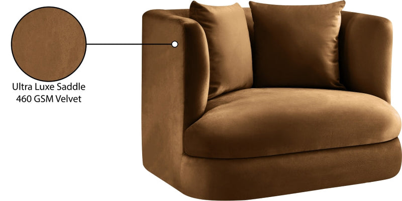 Alder Velvet Upholstered Accent Chair in Saddle - 699Saddle-C