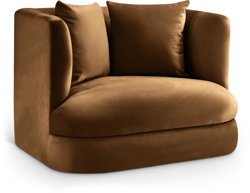 Alder Velvet Upholstered Accent Chair in Saddle - 699Saddle-C