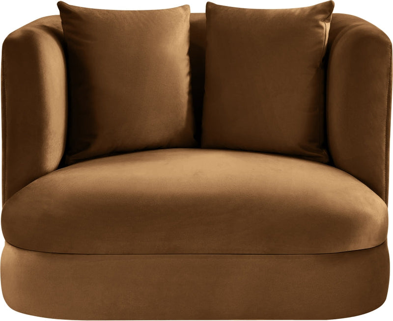 Alder Velvet Upholstered Accent Chair in Saddle - 699Saddle-C