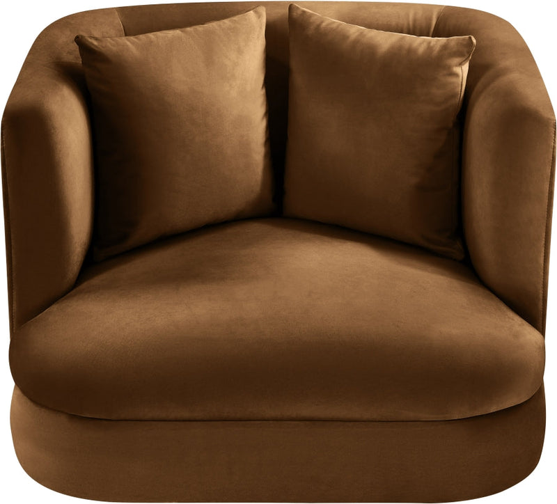 Alder Velvet Upholstered Accent Chair in Saddle - 699Saddle-C