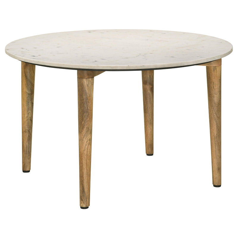 Aldis Round Marble Top Coffee Table White and Natural - 703718
