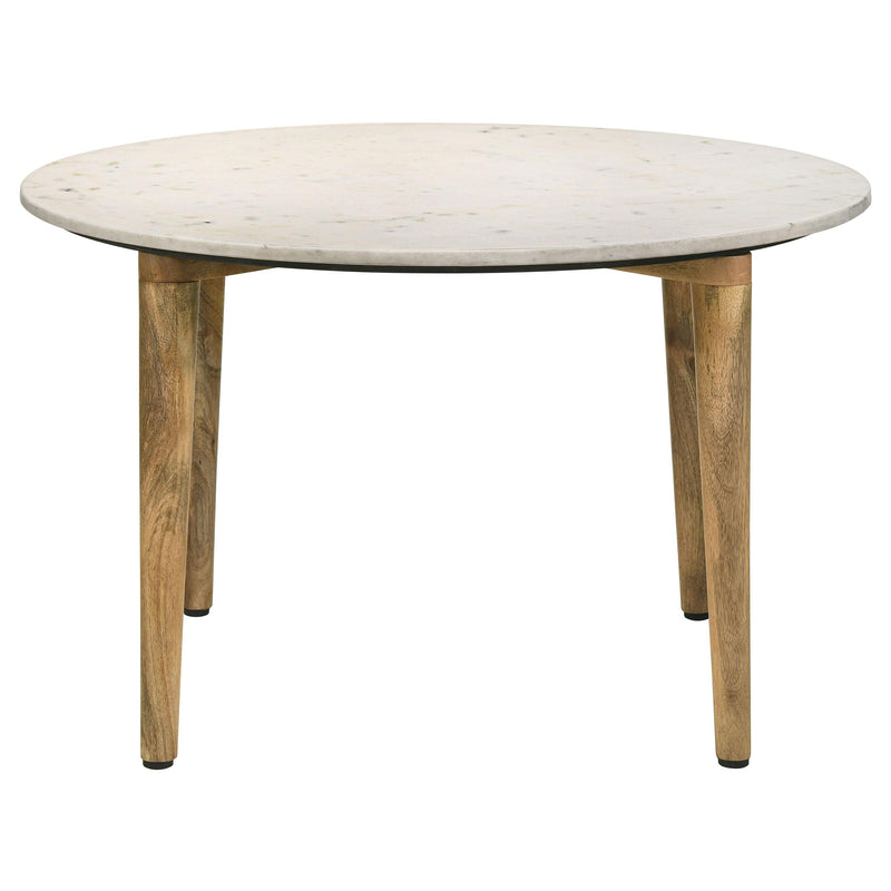 Aldis Round Marble Top Coffee Table White and Natural - 703718