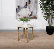 Aldis Round Marble Top Side End Table White and Natural - 703717