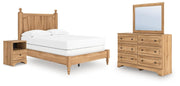 Aleaport Full Panel Bed with Mirrored Dresser and Nightstand in Warm Brown - PKG022638