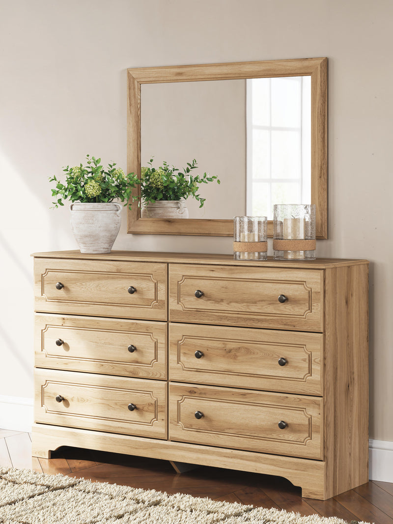 Aleaport Full Panel Bed with Mirrored Dresser in Warm Brown - PKG022635